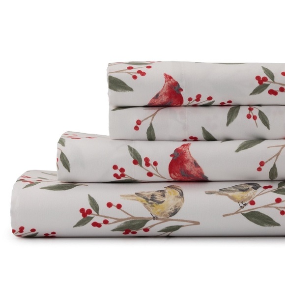 🆕 Cuddl Duds Twin Sheet Set Soft and Cozy Microfiber Cardinals - Picture 2 of 3